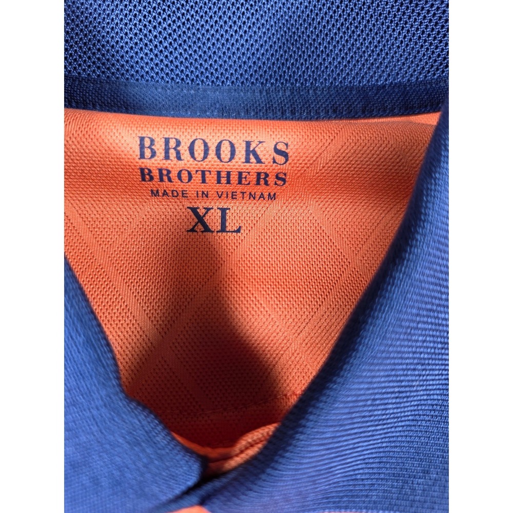 Brooks Brothers Polo Shirt Mens XL Coral Orange Diamond Performance Golf - Picture 3 of 7